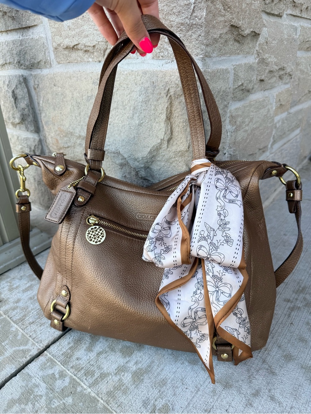 COACH Kristin Metallic Bronze Leather Hobo Bag Style #16808